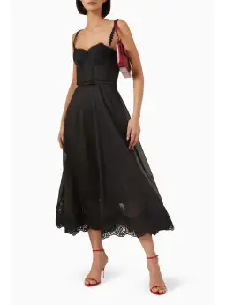 Zimmermann Hypnotic Lace Trim Midi Gown in Black Size 2 / AU 12 for rent on The Volte - image 2
