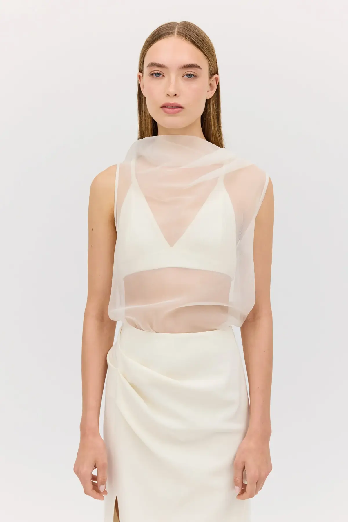 Bianca Spender Cream Organza Cezanne Top Size 10/M for rent on The Volte - main image