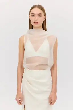 Bianca Spender Cream Organza Cezanne Top Size 10/M for rent on The Volte - image 1