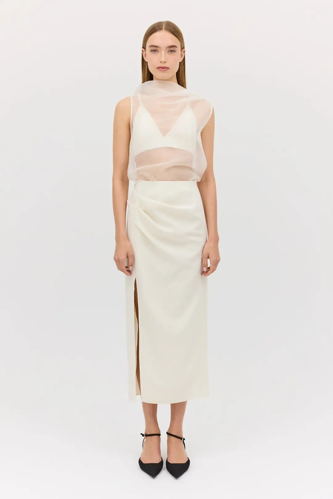 Bianca Spender Cream Organza Cezanne Top Size 10/M for rent on The Volte - main image