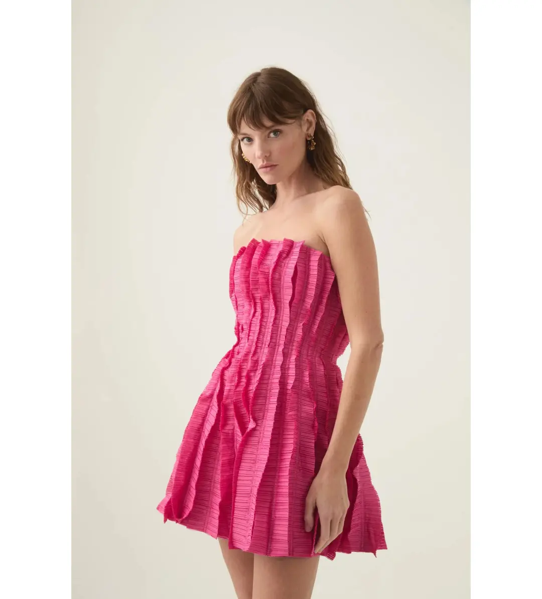Aje Hybrid Sleeveless Mini Dress Fuchsia Rose Size 6 for rent on The Volte - main image