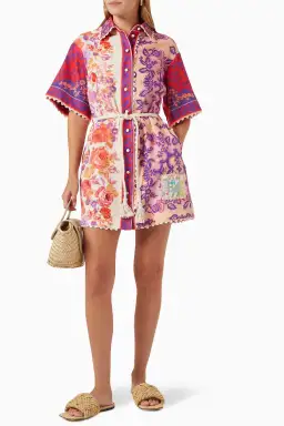 Zimmermann Raie Trimmed Shirt Dress Multi Size 14 for rent on The Volte - image 2