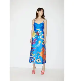 Alémais Guardian Silk Midi Dress in Blue Size XL / AU 16 for rent on The Volte - image 1