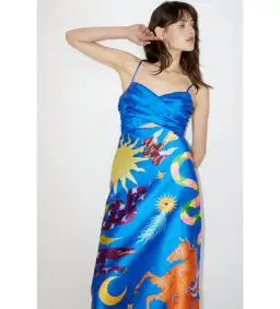 Alémais Guardian Silk Midi Dress in Blue Size XL / AU 16 for rent on The Volte - image 4