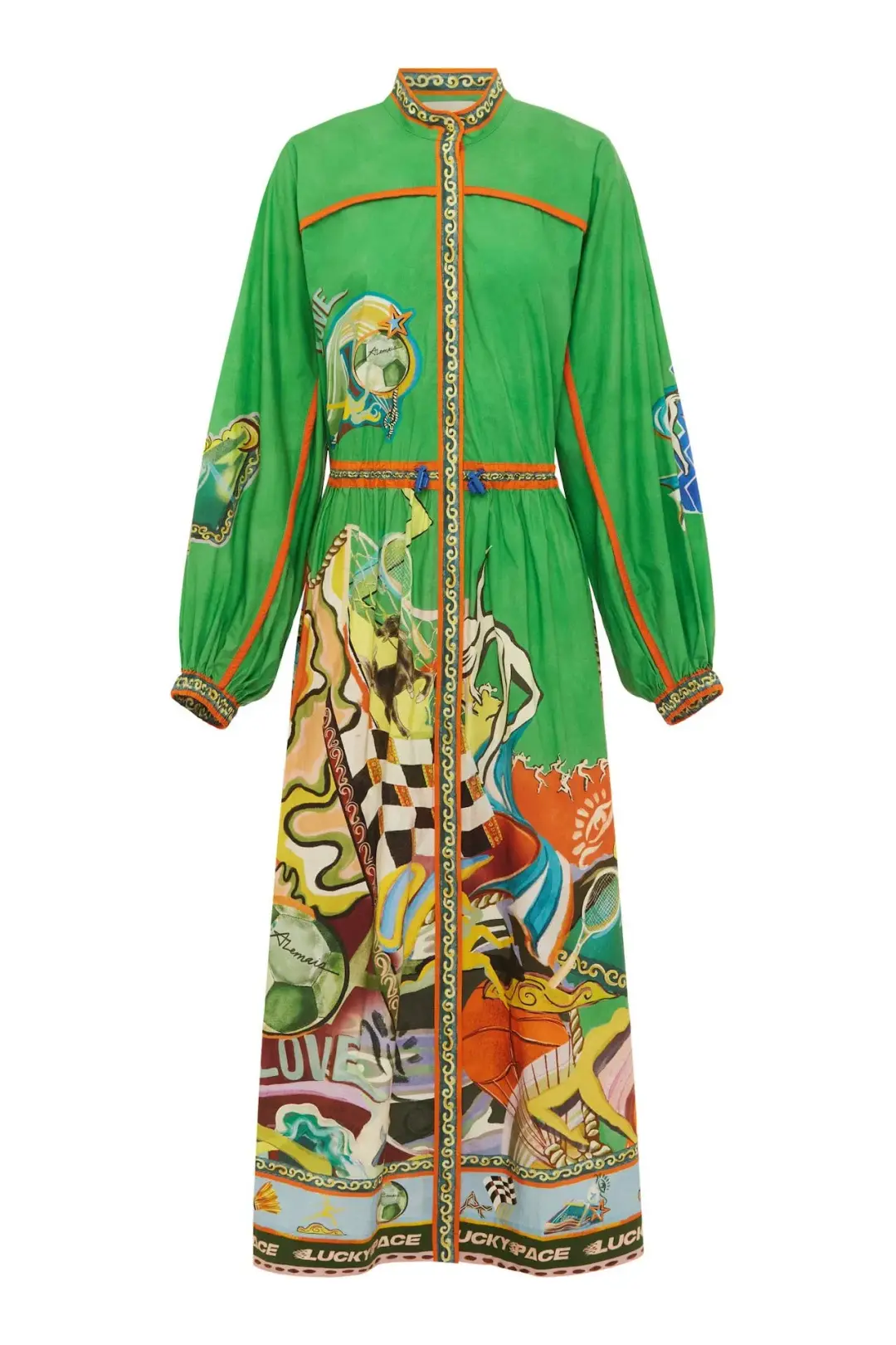 Alémais Lucky Pace Midi Shirtdress in Green Size 16 for rent on The Volte - main image