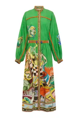 Alémais Lucky Pace Midi Shirtdress in Green Size 16 for rent on The Volte - image 5