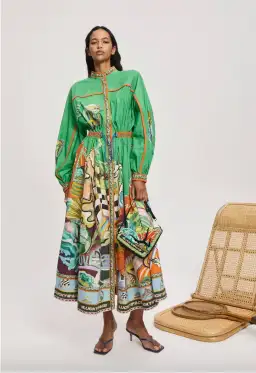 Alémais Lucky Pace Midi Shirtdress in Green Size 16 for rent on The Volte - image 1