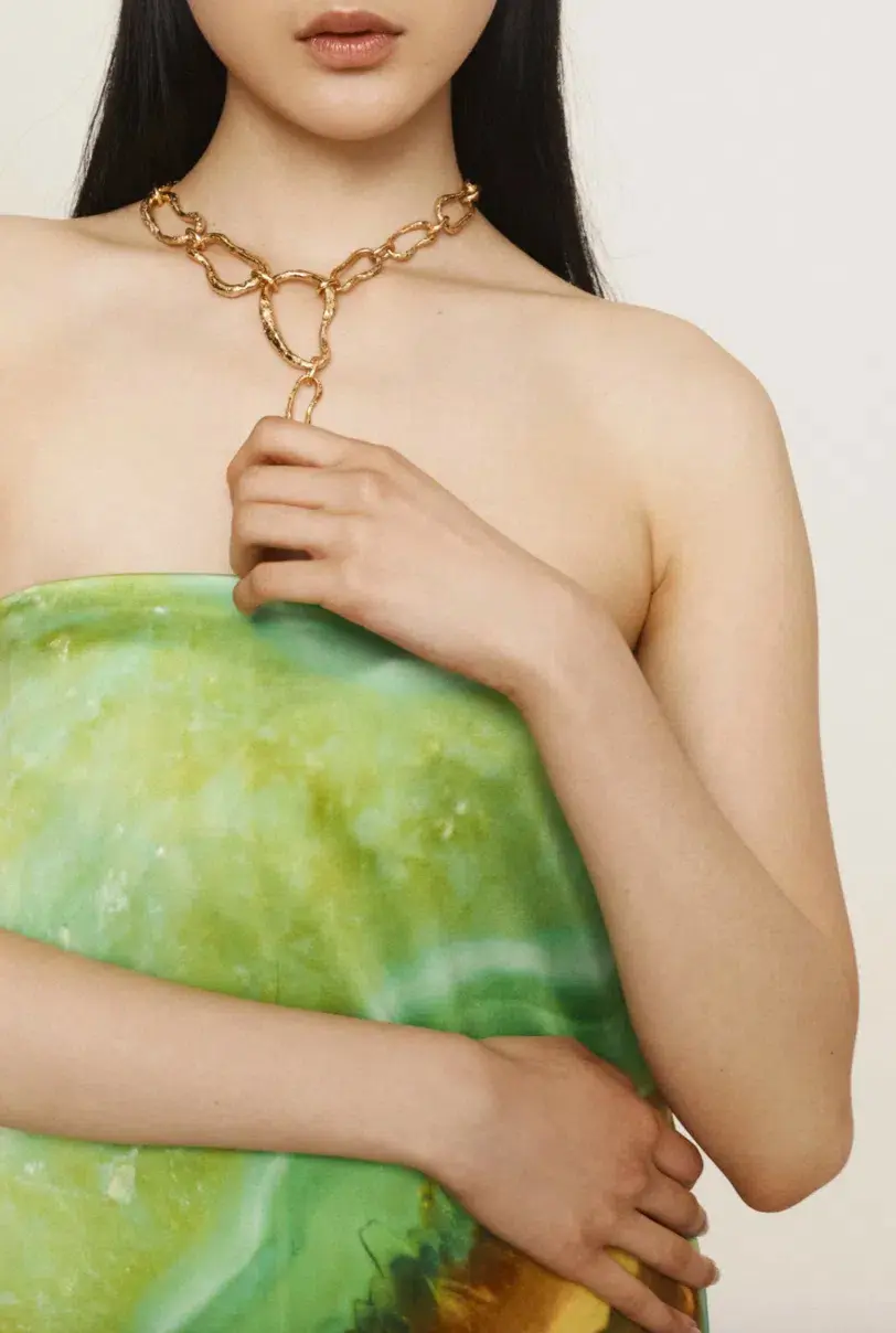 Alémais Iris Maxi Strapless Gown Green Print Size 16 for rent on The Volte - main image