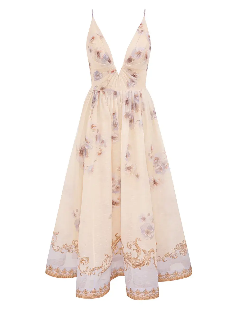 Zimmermann Hypnotic V Neck Midi Dress in Blue Floral Size 1 / AU 10 for rent on The Volte - main image