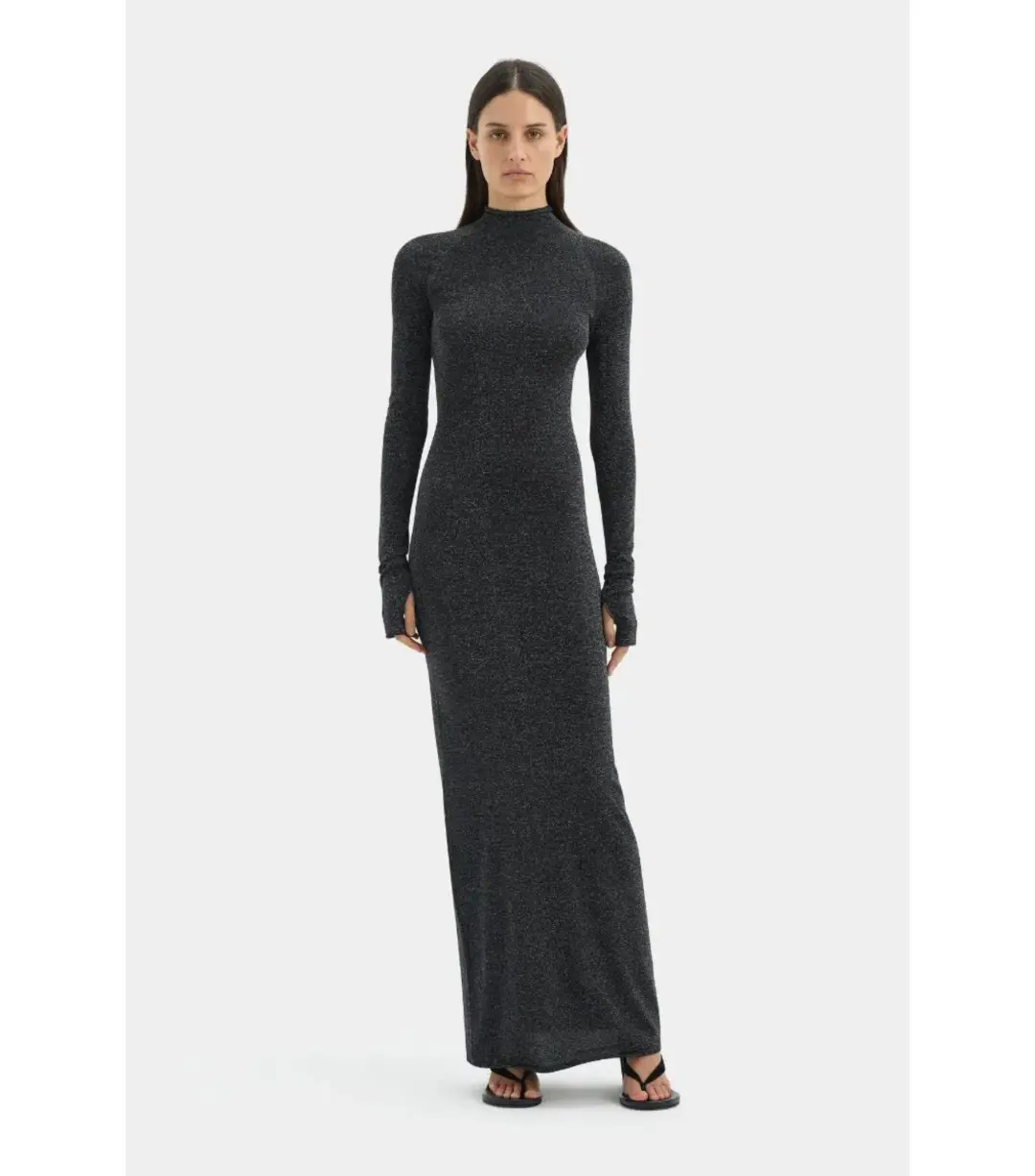 Sir the Label Chiano Long Sleeve Maxi Dress in Black Silver Size 2 / AU 10 for rent on The Volte - main image