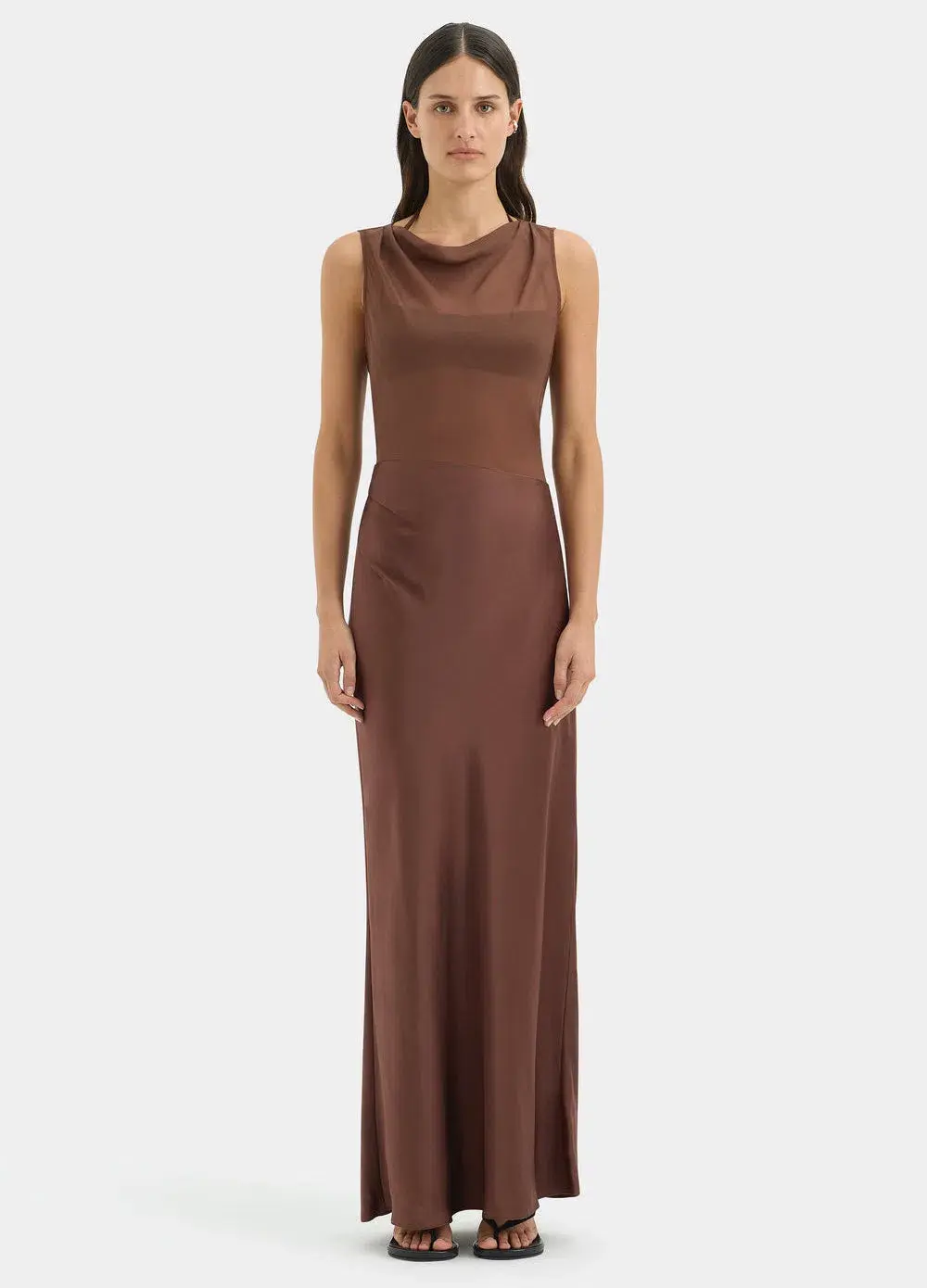 Sir the Label Luca Full Length Gown in Chestnut Brown Size 2 / AU 10 for rent on The Volte - main image
