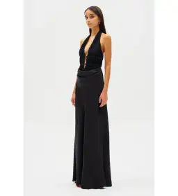 MISHA Celine Satin Maxi Dress Black Size 4/XXS for rent on The Volte - image 2
