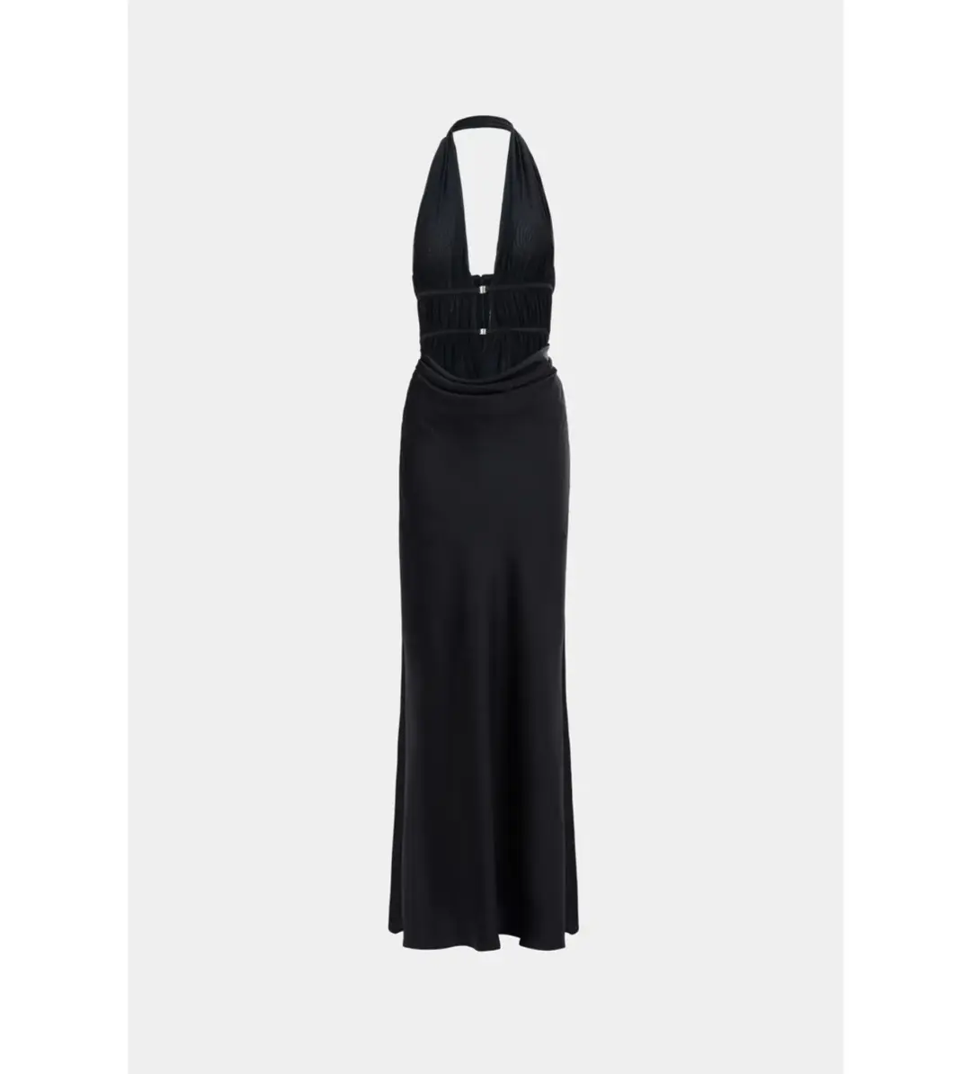 MISHA Celine Satin Maxi Dress Black Size 4/XXS for rent on The Volte - main image