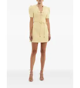 Rebecca Vallance Lulu Short Sleeve Mini Dress in Yellow Size AU 6