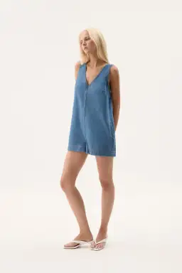 Aje Sunray Denim Playsuit Blue Size 10 for rent on The Volte - image 1