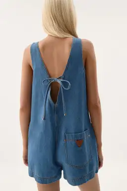 Aje Sunray Denim Playsuit Blue Size 10 for rent on The Volte - image 11