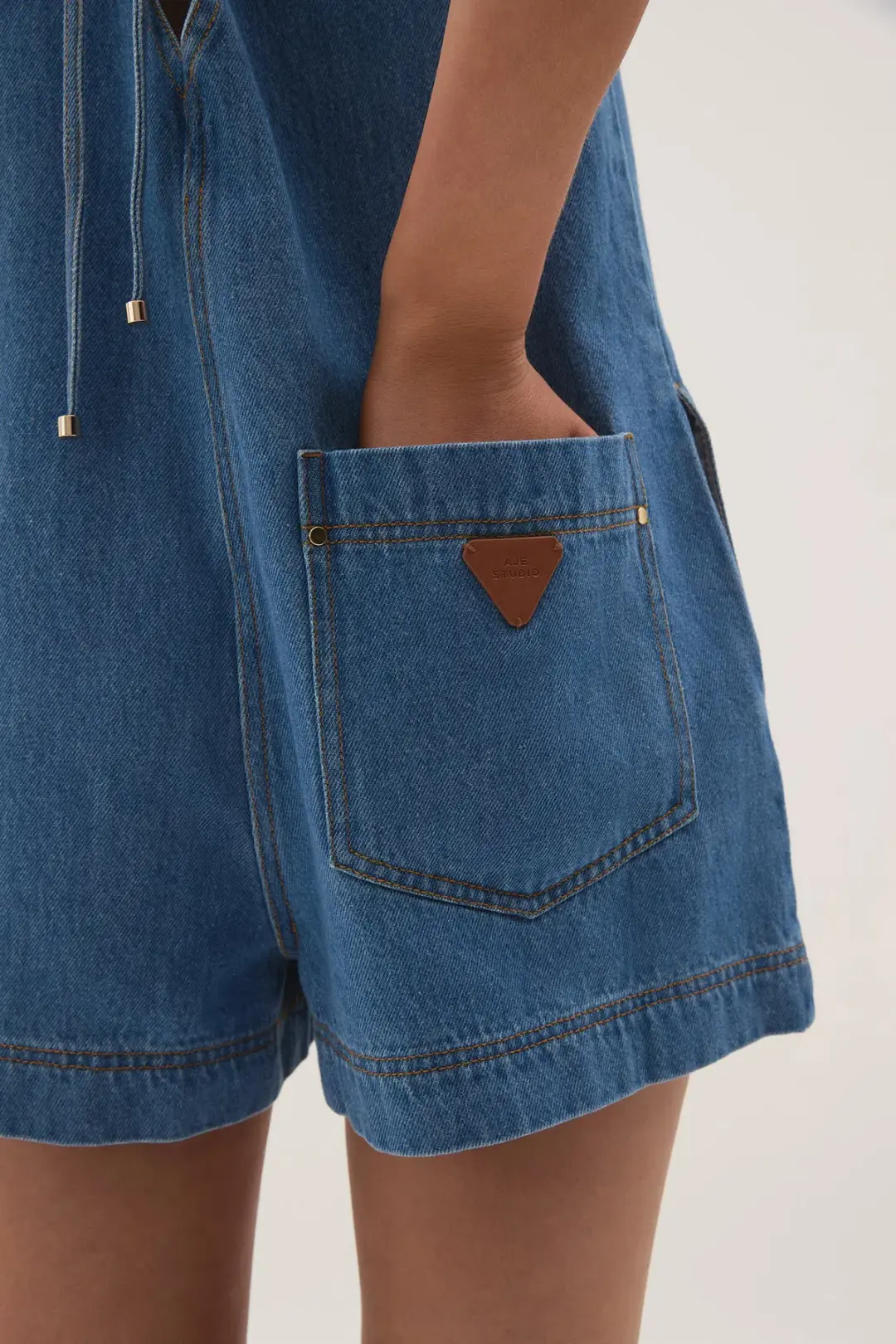 Aje Sunray Denim Playsuit Blue Size 10 for rent on The Volte - main image