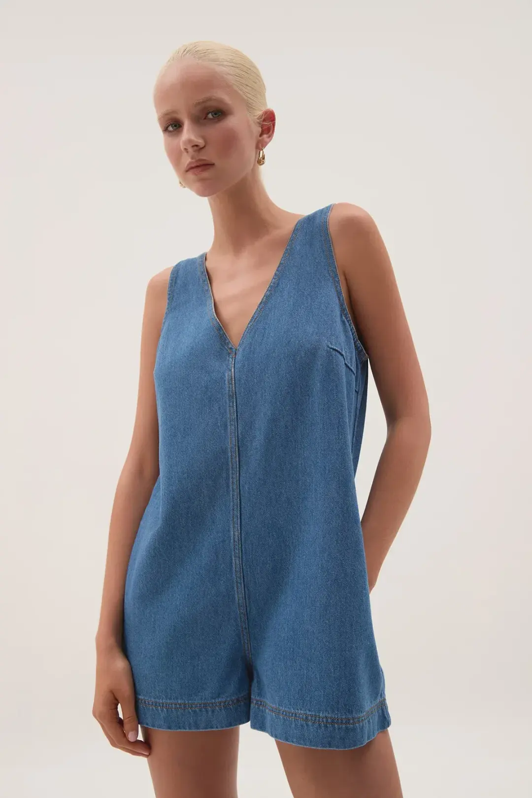 Aje Sunray Denim Playsuit Blue Size 10 for rent on The Volte - main image
