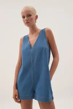Aje Sunray Denim Playsuit Blue Size 10 for rent on The Volte - image 9