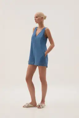 Aje Sunray Denim Playsuit Blue Size 10 for rent on The Volte - image 3