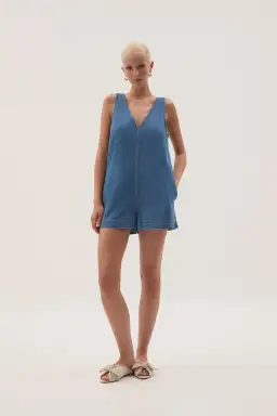 Aje Sunray Denim Playsuit Blue Size 10 for rent on The Volte - image 4