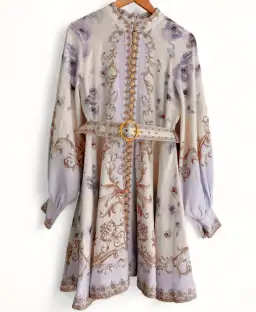 Zimmermann Hypnotic Buttoned Mini Dress in Blue Floral Size AU 14 for rent on The Volte - image 3
