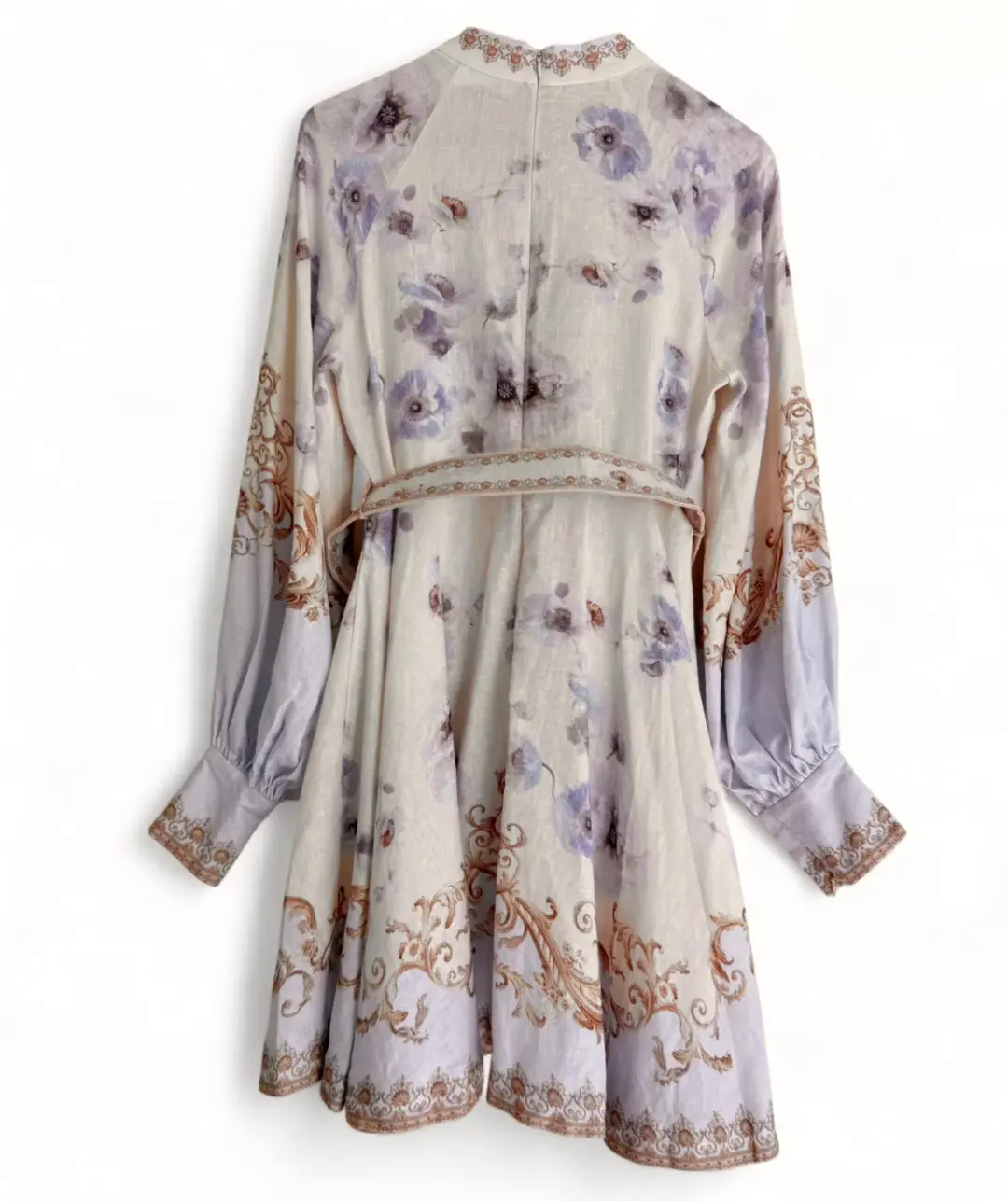 Zimmermann Hypnotic Buttoned Mini Dress in Blue Floral Size AU 14 for rent on The Volte - main image