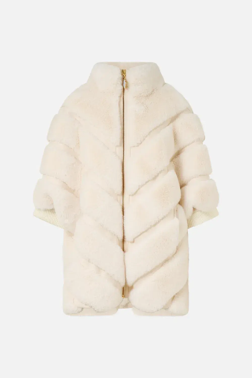 Camilla Tiled Time Faux Fur Short Sleeve Slouch Jacket White (M/L-AU12/14) for rent on The Volte - main image