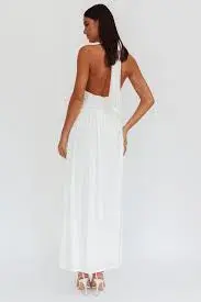 Italia Azure Gathered Waist Maxi Dress White Size for rent on The Volte - main image