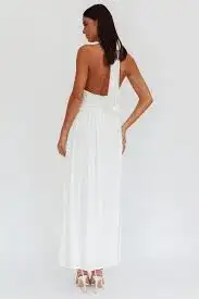 Italia Azure Gathered Waist Maxi Dress White Size for rent on The Volte - image 2