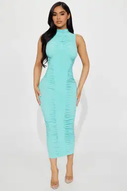 Rebecca Blue Ruched Bodycon Maxi Dress Size AU 8 for rent on The Volte - image 1