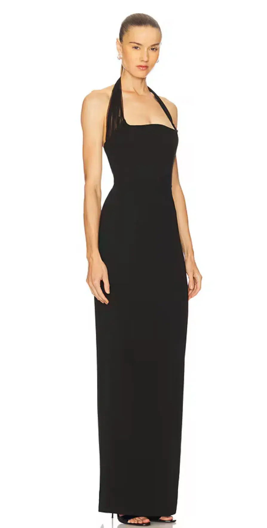 Rachel Gilbert Maria Haltereck Gown In Crepe Black Size 8 for rent on The Volte - main image