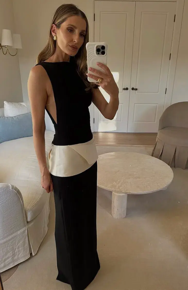 Rachel Gilbert Rikki Maxi Gown in Black/Ivory Size AU 10 for rent on The Volte - main image