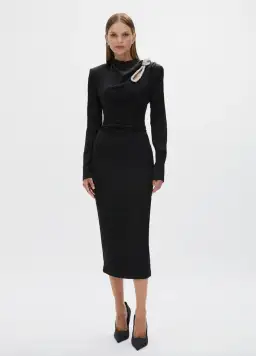 Rachel Gilbert Henrietta Midi Dress in Black Size AU 6