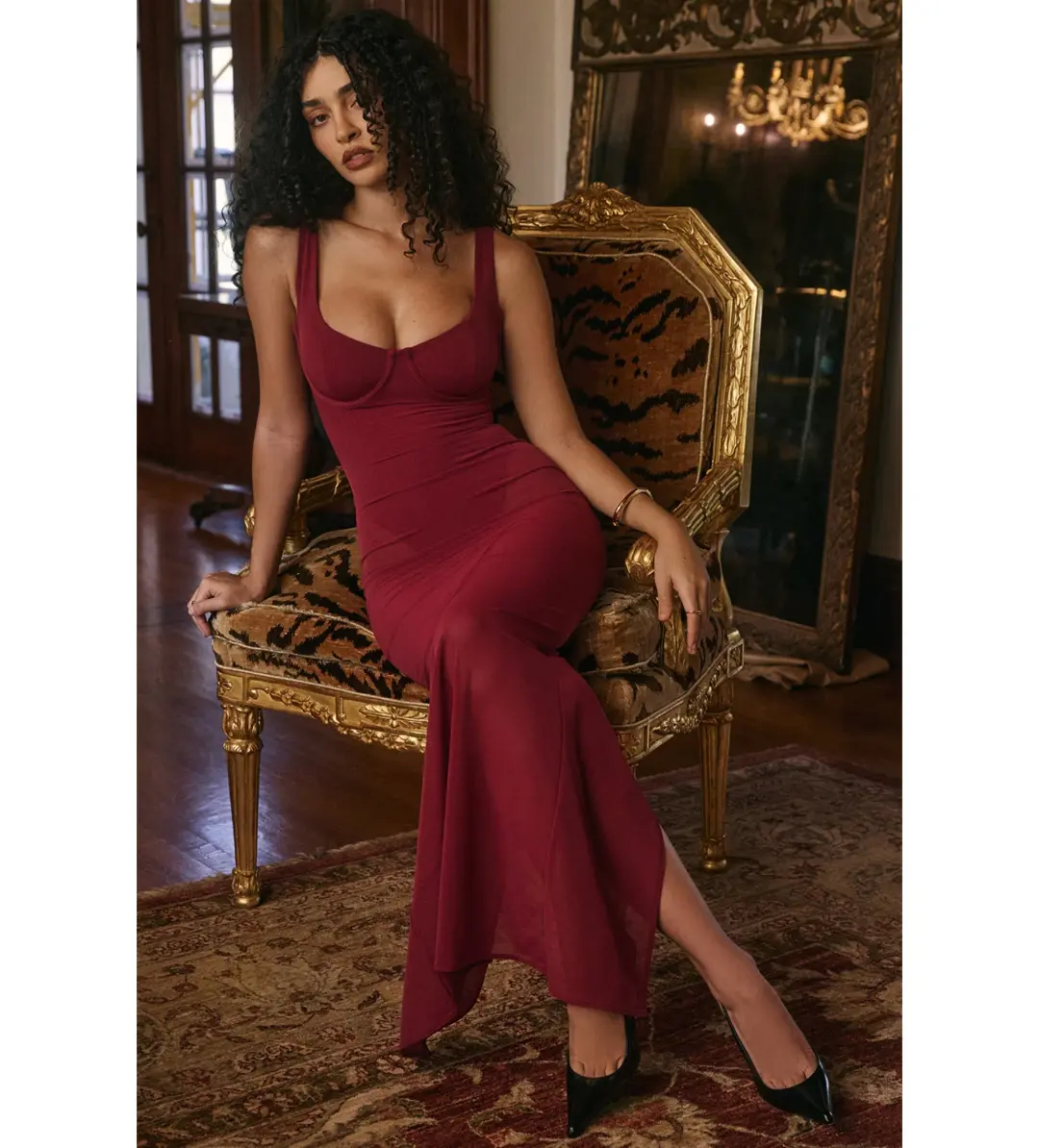 House of CB Robina Maxi Dress Wine Size 8 for rent on The Volte - main image