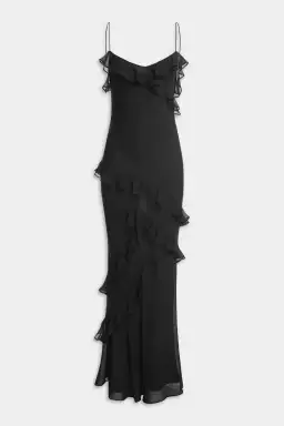 Venroy Silk Ruffle Slip Maxi Dress Black Size S / Size 8 for rent on The Volte - image 4