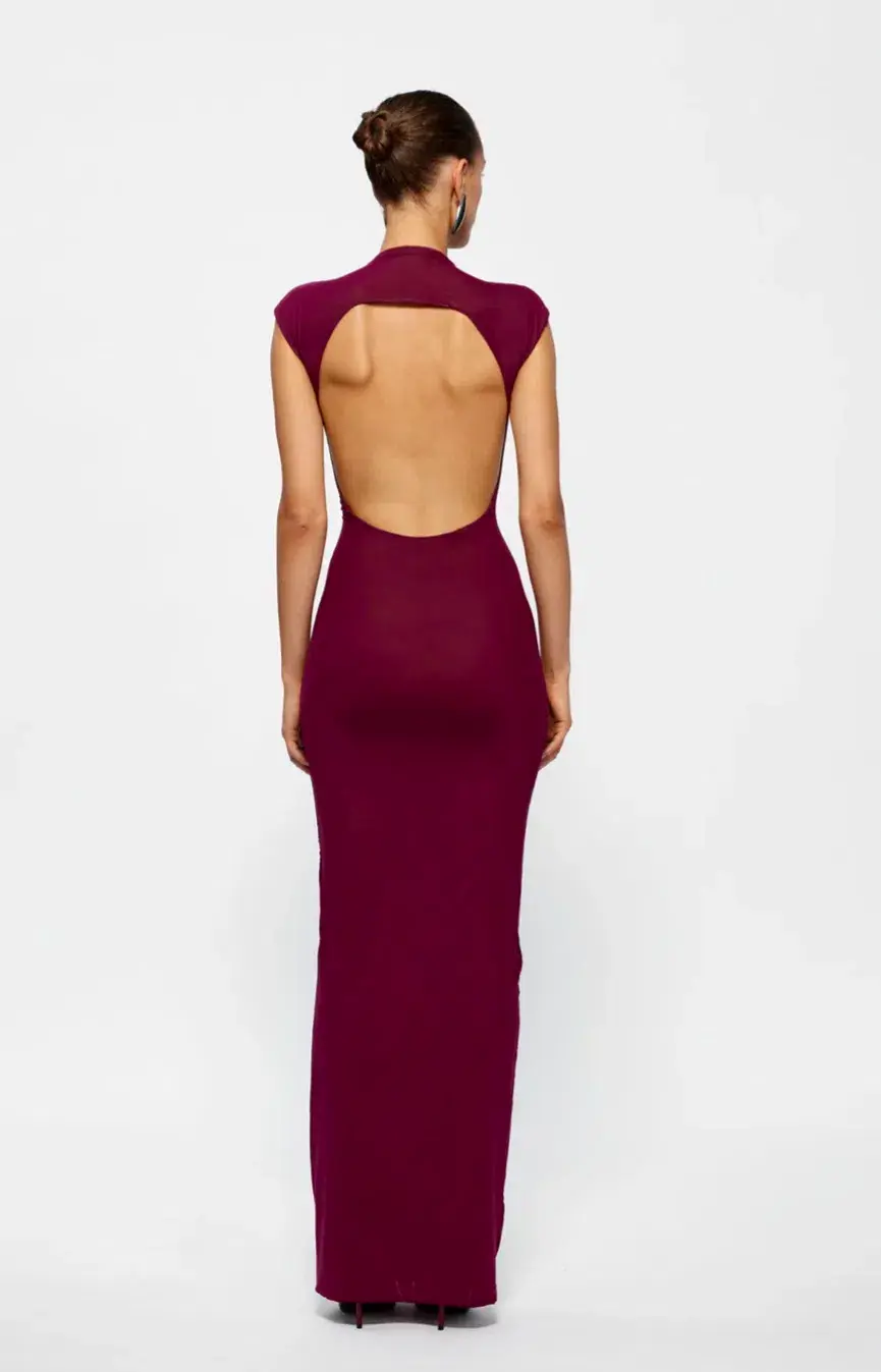 Effie Kats Caldwell Maxi Dress Burgundy Size M/ Size AU 10 for rent on The Volte - main image