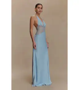 Meshki Dinah Lace and Satin Maxi Dress Cornflower Blue Size S / AU 8 for rent on The Volte - image 2