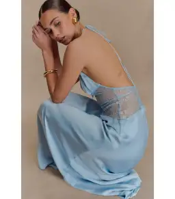 Meshki Dinah Lace and Satin Maxi Dress Cornflower Blue Size S / AU 8 for rent on The Volte - image 5