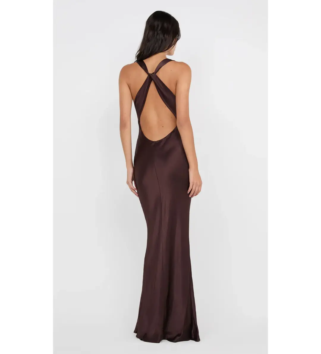 Bec and Bridge Gia Halter Maxi Dress in Dark Chocolate Size XS / AU 6 for rent on The Volte - main image