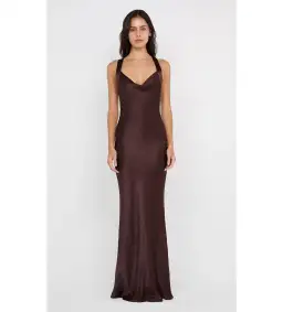 Bec & Bridge Gia Halter Maxi Dress Dark Chocolate Size 8