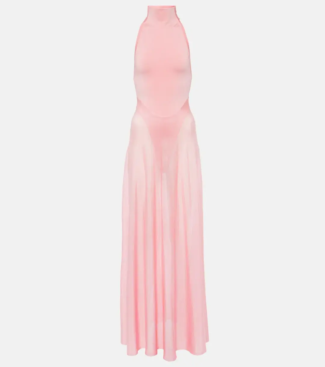 ALAÏA Turtleneck Maxi Dress Pink Size Au 8 for rent on The Volte - main image