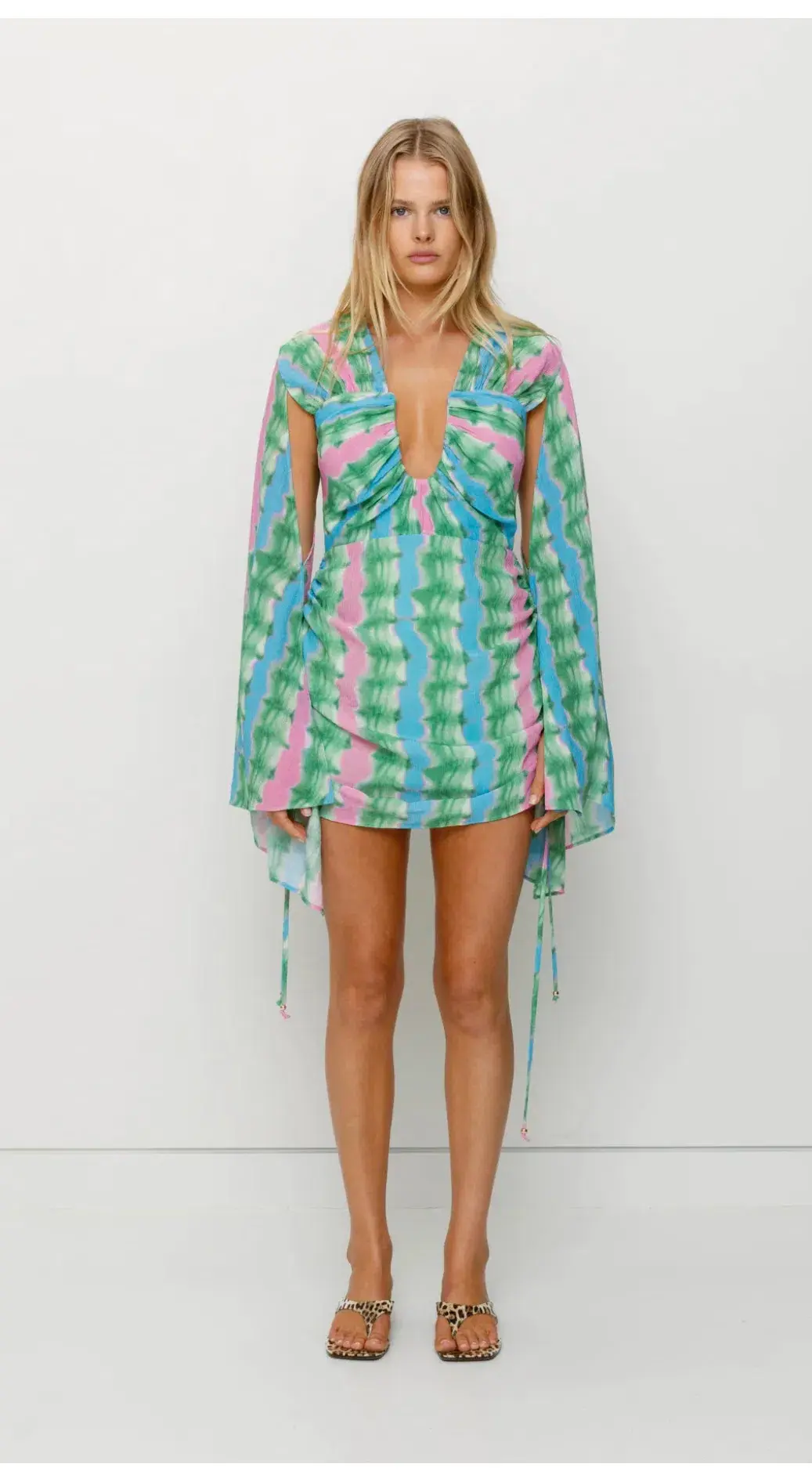 The Wolf Gang Zoya Mini Dress Tie Dye Stripe Size 12 for rent on The Volte - main image