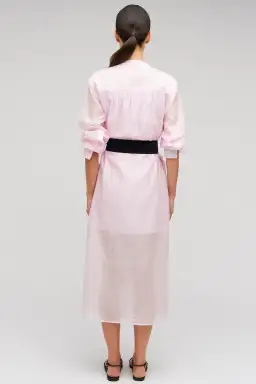 Oroton Scallop Lace Shirt Midi Long Sleeve Dress Pink Rose Size AU 16 for rent on The Volte - image 3