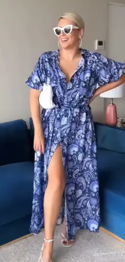 Palm Noosa Carla Dress Blue Paisley Size AU 8 for rent on The Volte - image 1