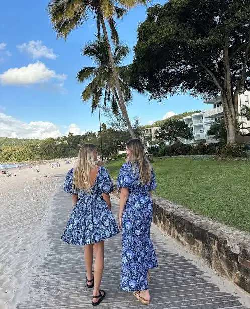 Palm Noosa Carla Dress Blue Paisley Size AU 8 for rent on The Volte - main image