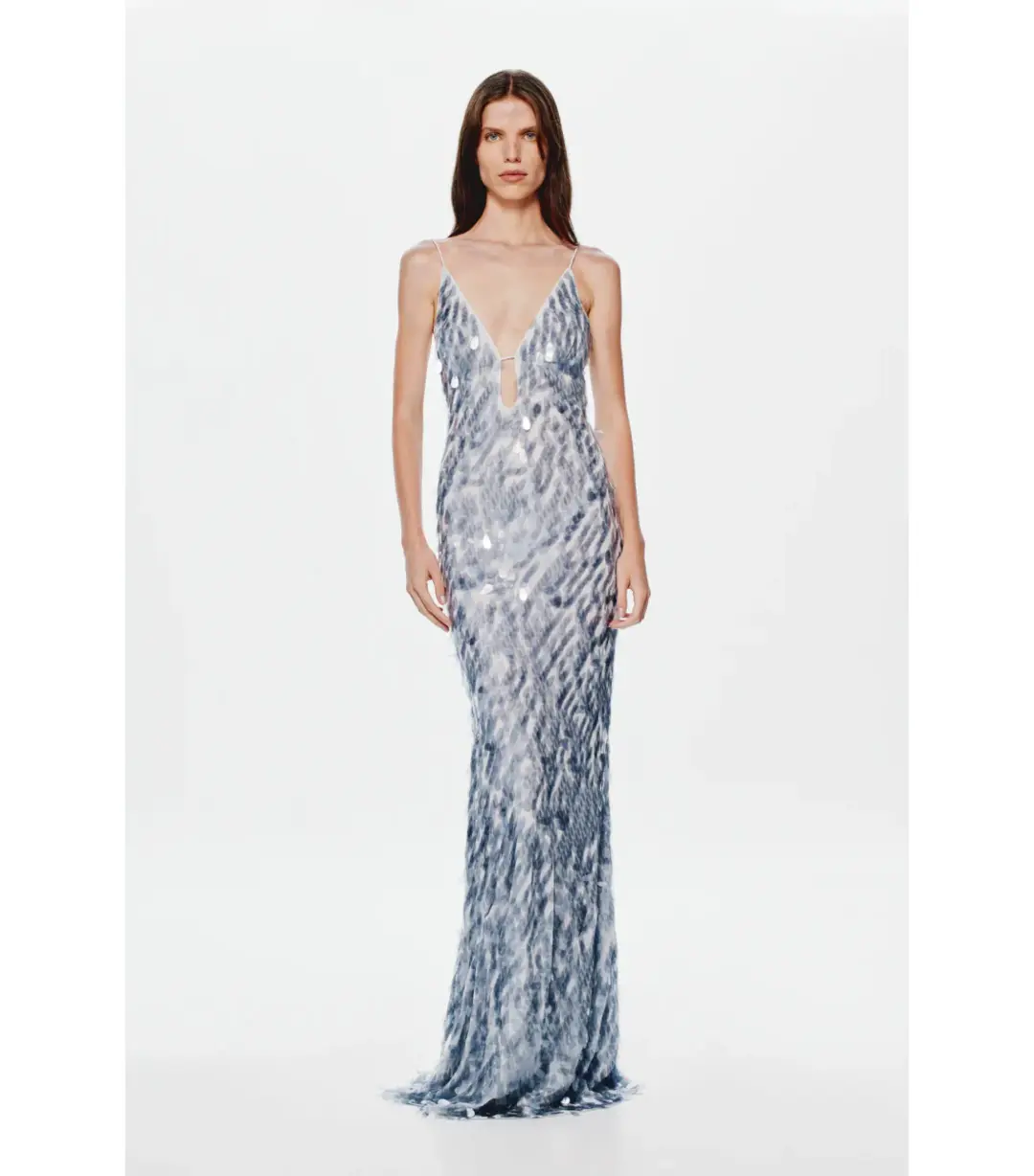 Misha Sapphire Sequin Maxi Dress Grey Size 12/L for rent on The Volte - main image