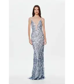 Misha Sapphire Sequin Maxi Dress Grey Size 12/L for rent on The Volte - image 1