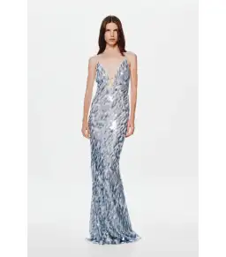Misha Sapphire Sequin Maxi Dress Grey Size 12/L for rent on The Volte - image 3