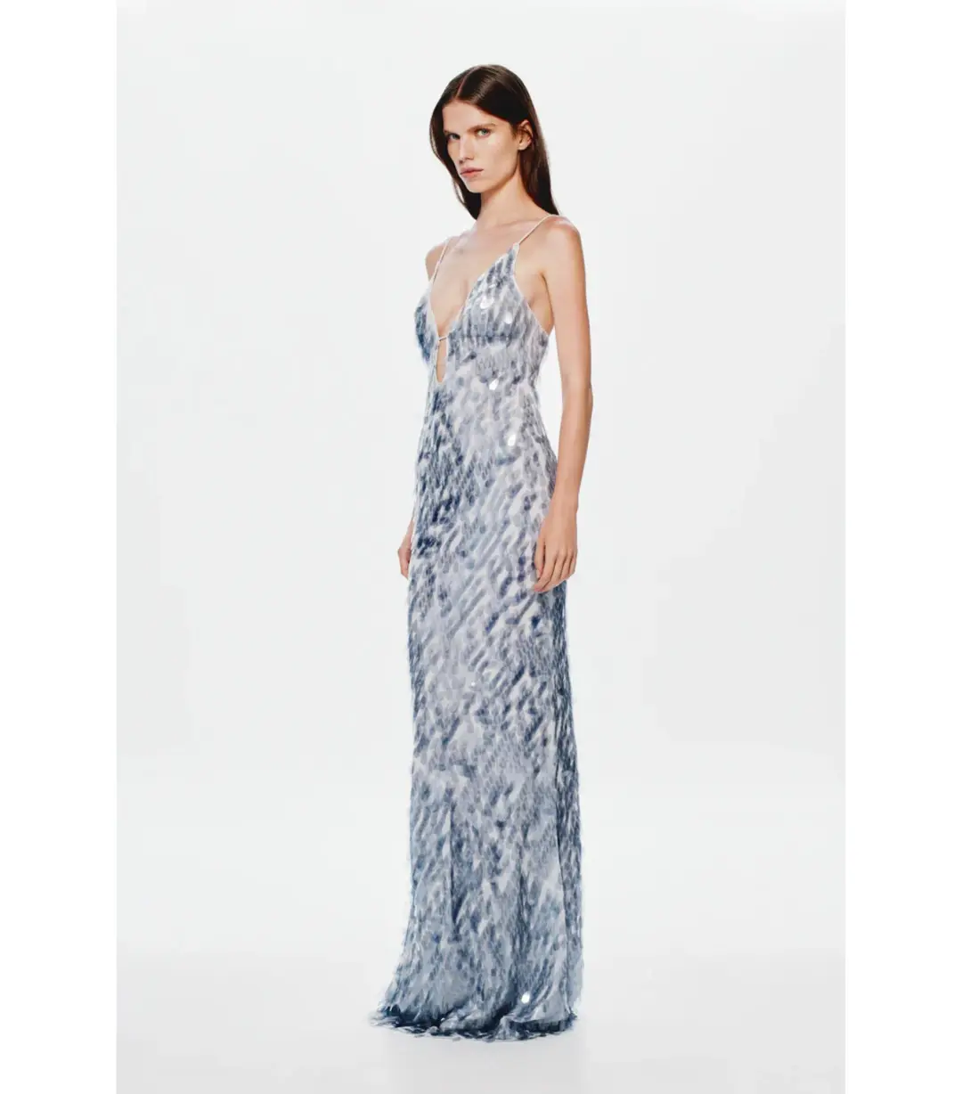 Misha Sapphire Sequin Maxi Dress Grey Size 12/L for rent on The Volte - main image
